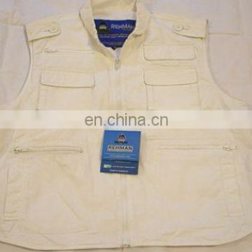 Sleeveless White Jacket with 8 pockets
