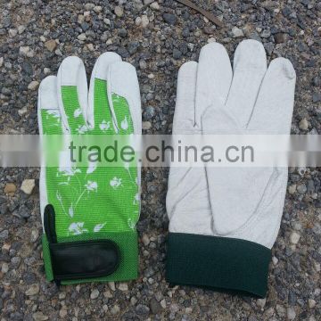 GREEN COLOR cow split leather glove