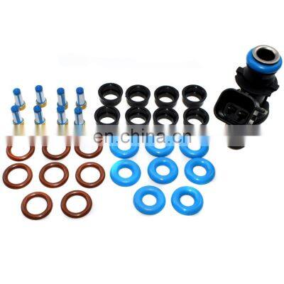 Free Shipping!For Chevy GMC V8 Fuel Injector W/ Repair Service Kit Filter O-Ring Plastic Cap