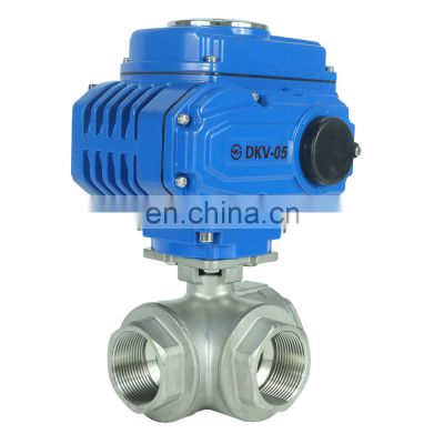 DKV 3'' DN50 DN75 DN150 actuator 380v control 50mm 2 inch 360 degree electric SUS304 3 way ball valve