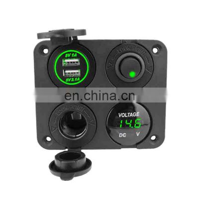 Car charger USB charging port modified switch panel combination usb cigarette lighter with voltmeter