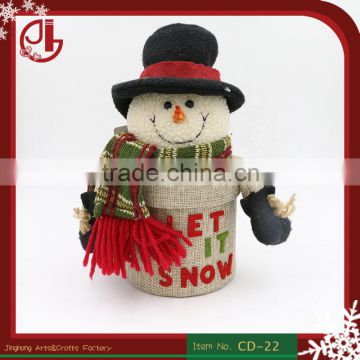 New Arrival ZAKA Cute Snowman Santa Claus Reindeer Cylinder Gift Cloth Storage Christmas Decoration Candy Box
