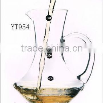 300ML Round clear glass wine decanter with handle
