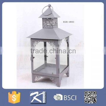 Anitque grey metal decorative hanging lantern for candle