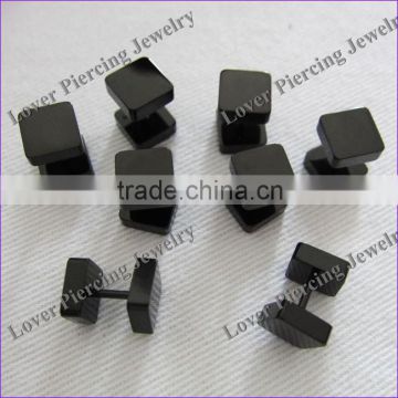 Square Design High Polish Black Anodized Stainless Steel Cool Ear Tunnel Piercing [AS-426]