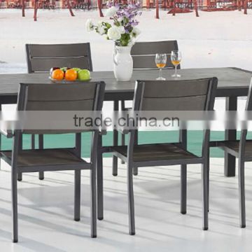 best garden polywood dining chair and table, wood arm chair and long table, restaurant furniture