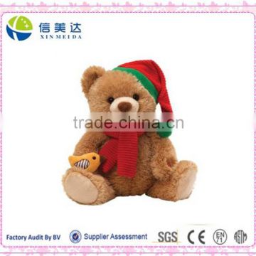 Soft Plush Christmas Bear Toy with Christmas Hat