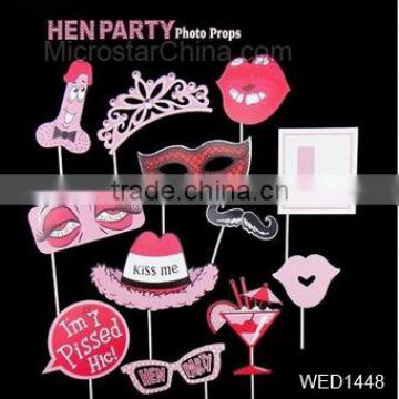 12pcs Hen Party Photo Booth Props funny lip glasses hat photo props kit Bachelorette Party decoration supplies Hen party favor