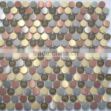 beautiful colorful decorative round aluminum tile for bathroom&wall/metal mosaic/aluminium mosaic