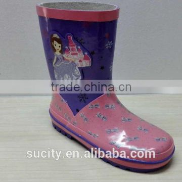 elegant girls rubber rain boots with lovely queen print