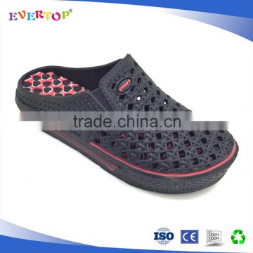 Trendy injection black eva flat clogs for mens with cool mesh upper outdoor clog shoes