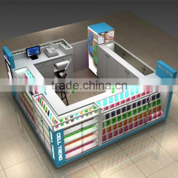 Customized brand mall cell phone display showcase/ mobile phone display counter