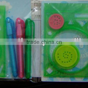 plastic spirograph toy with pens
