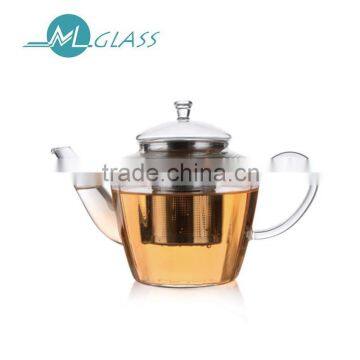 wholesale 600ml high borosilicate glass teapot handmade glassware with stainless filter N6091