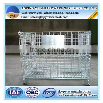 Foldable metal steel mesh box wire cage metal bin storage container for material handling