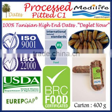 Processed Pitted Dates Category 1,Tunisian High Quality Dates "Deglet Noor" Category Dates, Processed Dates without seeds, 400 g