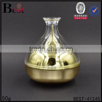 kiss shaped luxury acrylic cream jar gold color