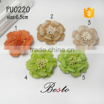 New custome Italy style PU material DIY flowers PU leather flower for shoes decoration