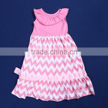 XF-265 Wholesale fancy frock designs baby girls dress well dressed wolf chevron striped kids frocks design dress