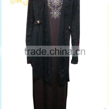 Latest lace and cotton Brown ABAYA