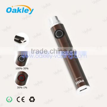 Golden supplier Oakley patent haka ecig battery micro usb passthrough rechargeable Haka battery