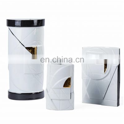 Modern Creative Design Minimalist Fashion Decorative White Ceramic Vase with Gold Decoration