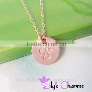 wholesale costume initial disc pendant necklace jewelry