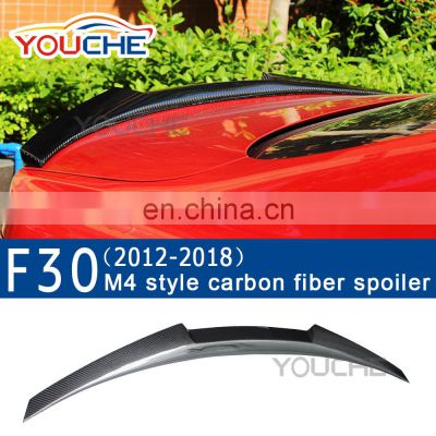 M4 style carbon fiber rear spoiler for BMW 3 series F30 M3 F80
