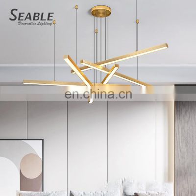 Popular Magnificent Decoration Indoor Gold PC Aluminum Iron Modern Living Room LED Pendant Lamp