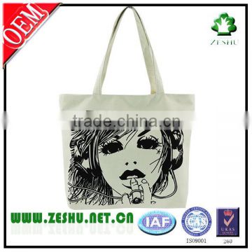 High quality Printed cotton canvas tote bag shopping bag