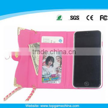 Wholesale cell phone case for iphone 6 leather case with chain