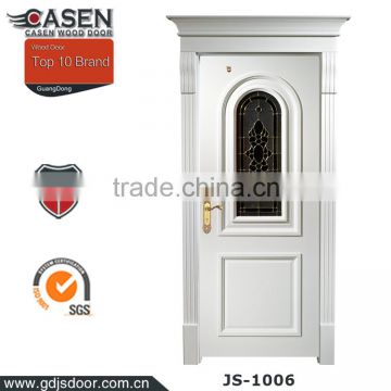 Hot! Fancy art glass wood door price for homes