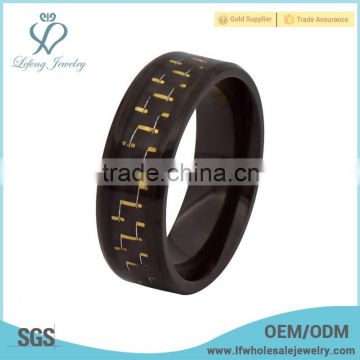 Black titanium band men ring, carbon fibre mens ring