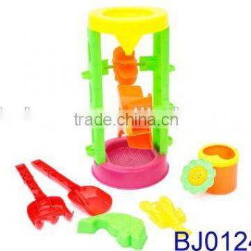 Double Sand Wheel Beach Toy Set for Kids with Rake and Shovel