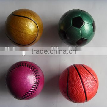 rubber yellow/gold lacquer foam ball,rubber sport ball