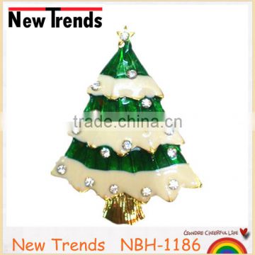 New design handmade rhinestone Christmas tree brooches with epoxy