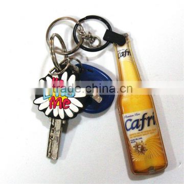 good advertising bottle shape plastic led keychain, pvc led keyring,flashlight key chain