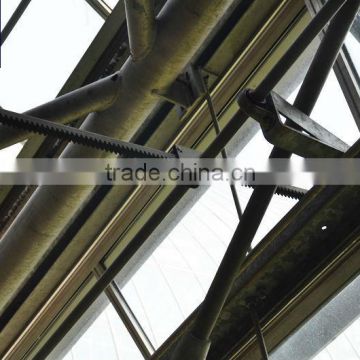 Greenhouse rack and pinion for window opening system