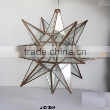 Brass and glass ceilling lamps with Antique finish in star shape