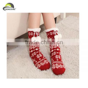 Jacquard Thick Warm Snow Pattern Fleece Christmas Socks