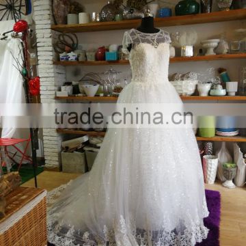Ball Gown Wedding Dress Floral Lace Floor-length Jewel Lace bridal gown P104