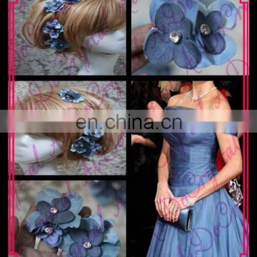 Aidocrystal hot sale blue hair flower accessories,lace headpiece Bride Party Headwear