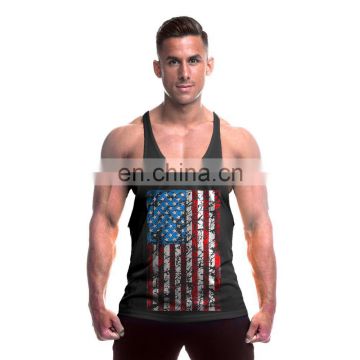 Printed With American Flag Cotton Training Bulk Summer Sports Custom Logo Vest Men Tank Tops