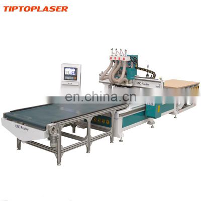 Atc Cnc Router For Furniture With Loading And Unloading Lift Platform for wooden board cutting milling drilling