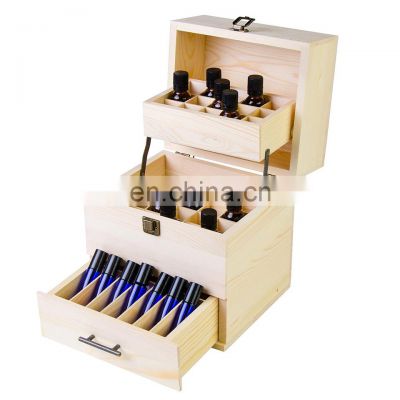 simple style 3 layers practical wood essential oil storage box with dividers