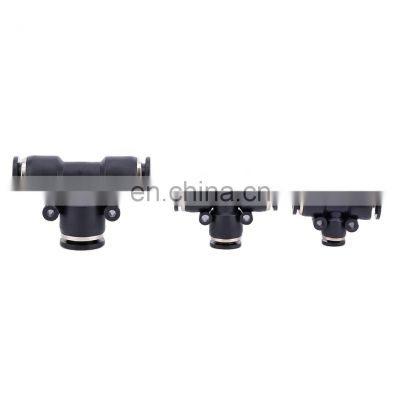 4mm 6mm 8mm 10mm 12mm PE-14 New Design Black T Type Quick Connect Plastic Joints Air Hose Pneumatic Fittings