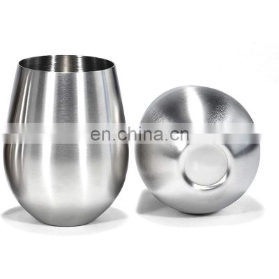 12oz custom logo vacuum wine cups tumbler stemless 304 stainless steel insulated wine tumbler cup with lid straw