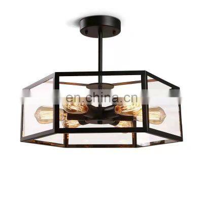 Amazon Farmhouse Light Fixtures Ceiling, Semi Flush Mount Close to Ceiling Light Fixture Industrial Wood Chandelier Lighting