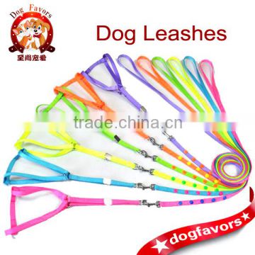 Neon Color Polyester Webbing Pet Harness and leashes with Colorful Rivet, Cat Collar