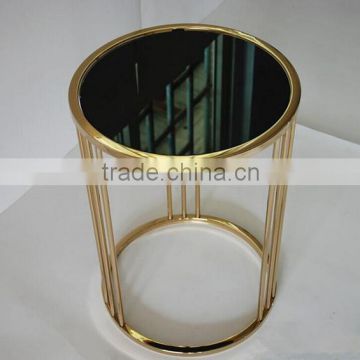 2016 Foshan Factory Supply Black Natural Round Marble Metal Stainless Steel Coffee Table